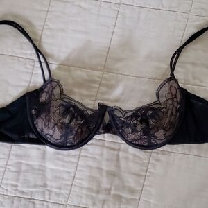Victoria's Secret Black Lace Sheer Mesh Bra Size 34d